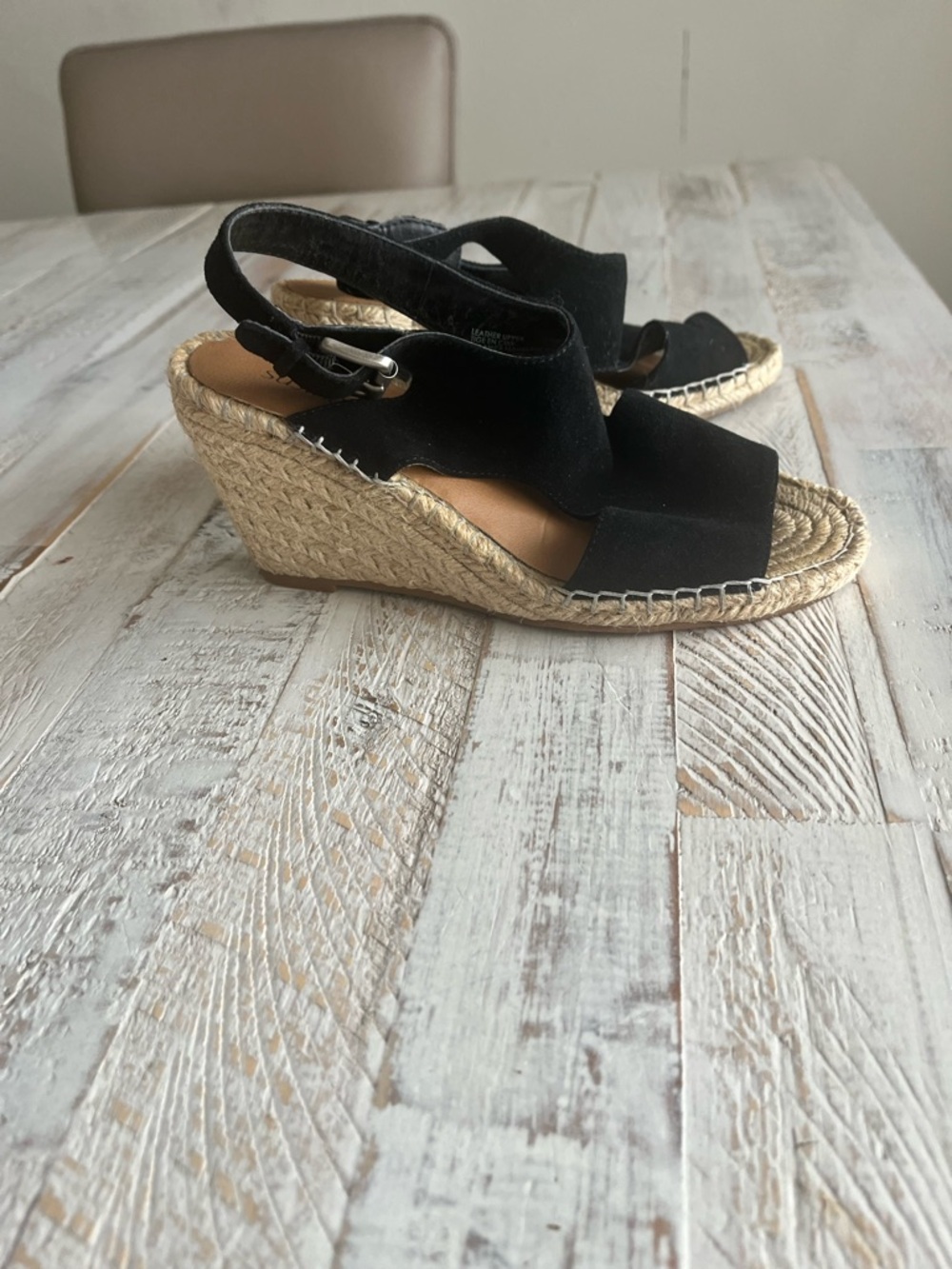 Susina Black Espadrille Wedge Sandals
